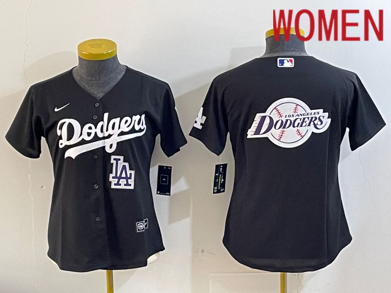 Women Los Angeles Dodgers Blank Black Game 2024 Nike MLB Jersey style 11219